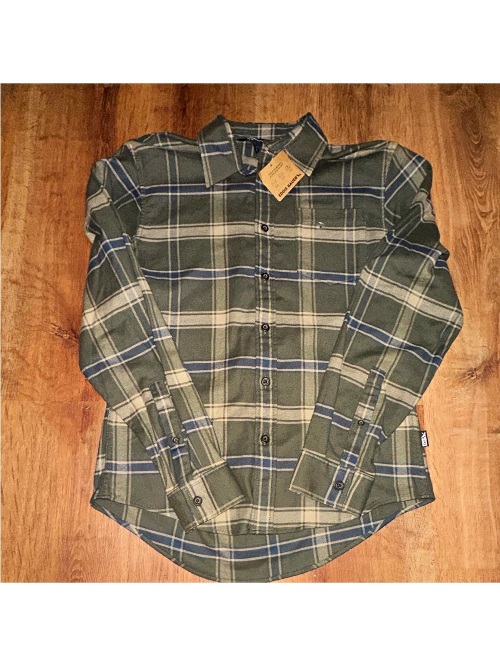 Eddie Bauer Field Flannel Flex 2.0 Green Plaid Button-Down Shirt
